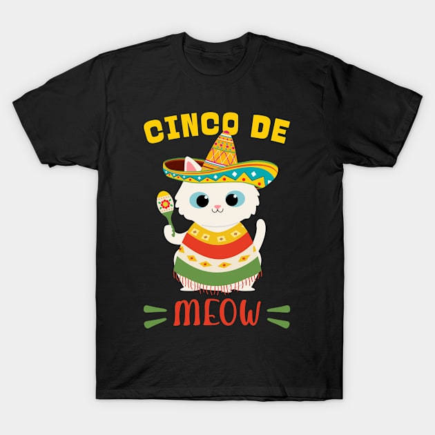 Cinco De Meow Cinco De Mayo T-Shirt by Caskara